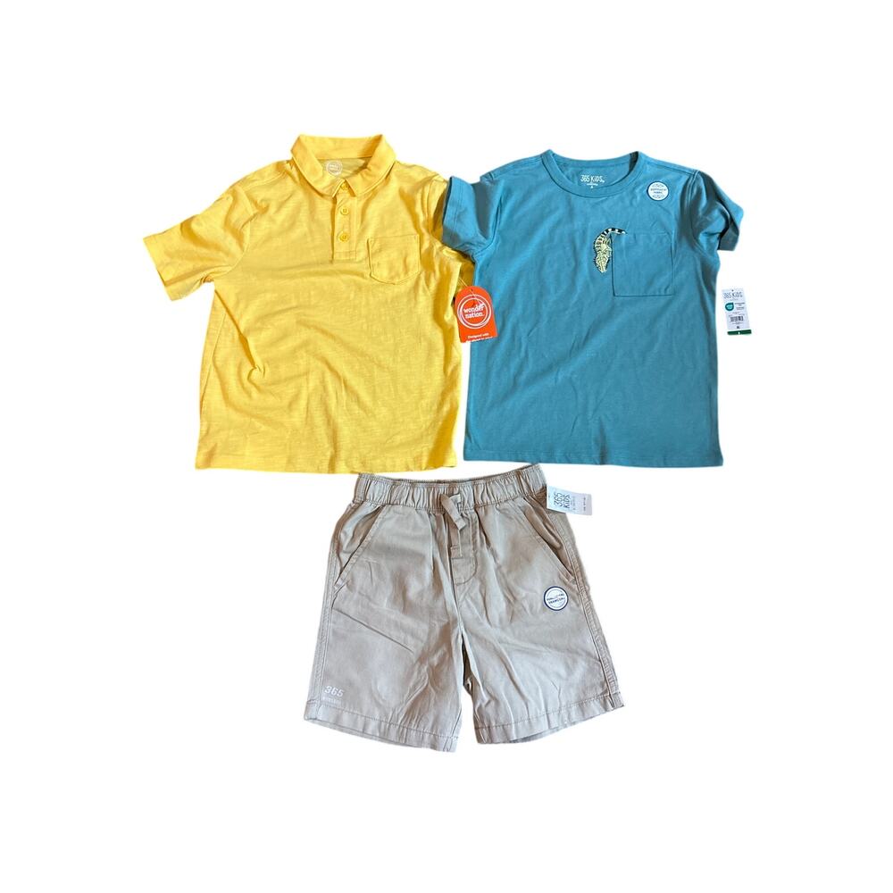 Lot of 3 Boys Garanimals Mix and Match Cotton Shorts and Polo Shirt Size S NWT‎